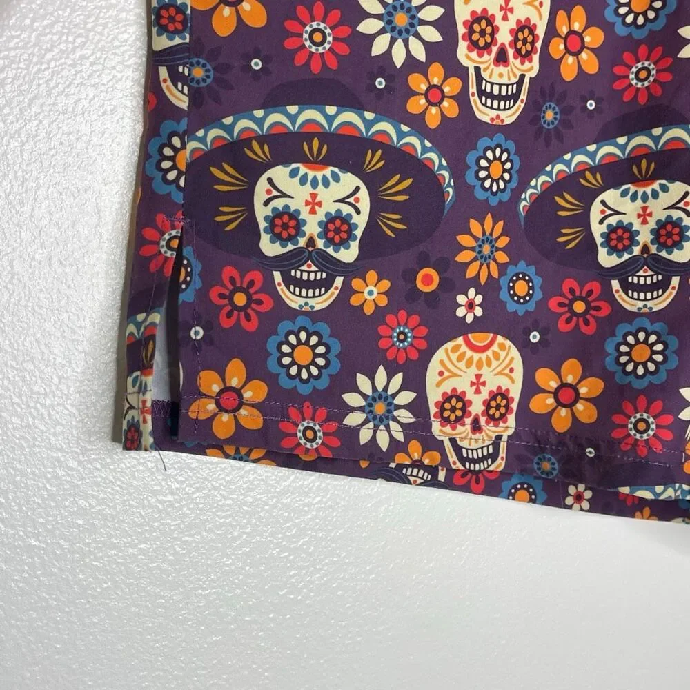 Tachuntfish THF Athletic Shorts Purple Sugar Skull Trail Running Men’s Large